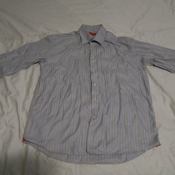 BRULI Swiss Made Striped Dress Shirt Size 44/17.5 - Picture 1 of 8